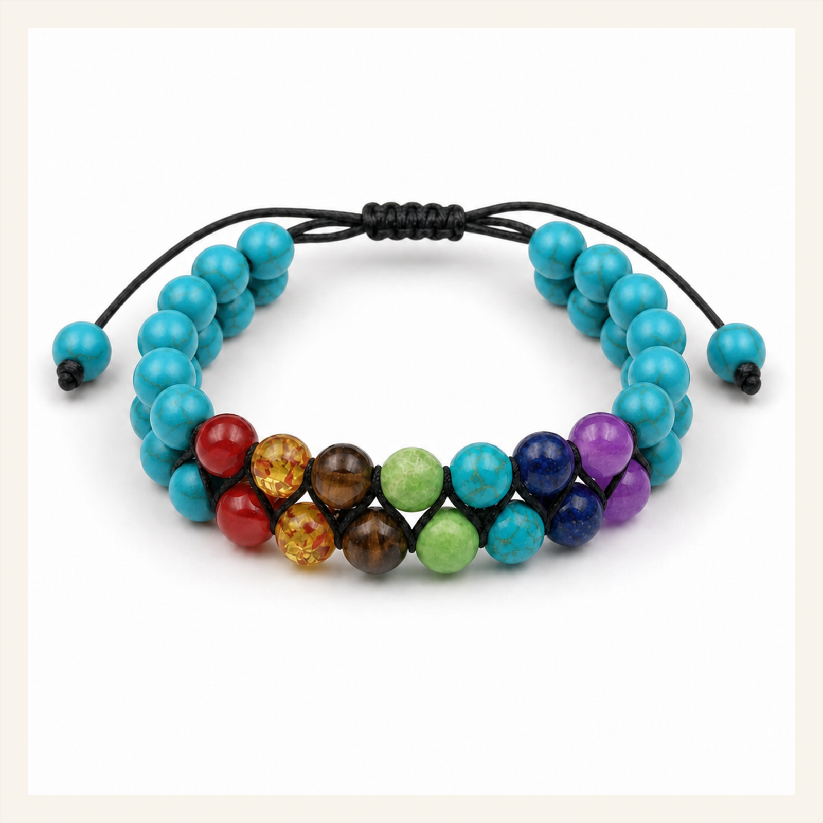 Türkisfarbenes Chakra-Doppelarmband